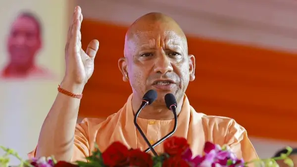 Yogi Adityanath giving a speech