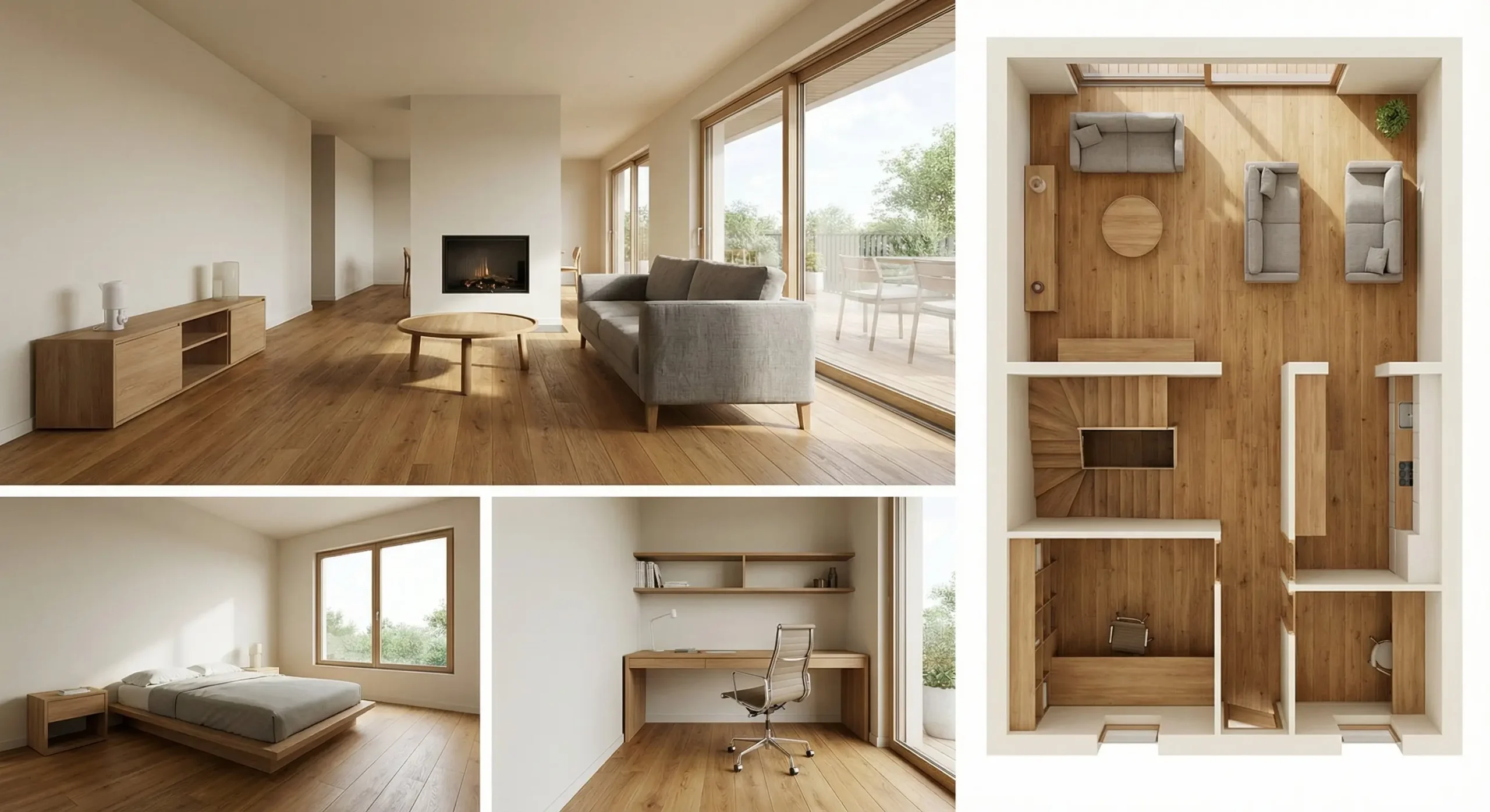 2D floor plan converted into 3D interior design render