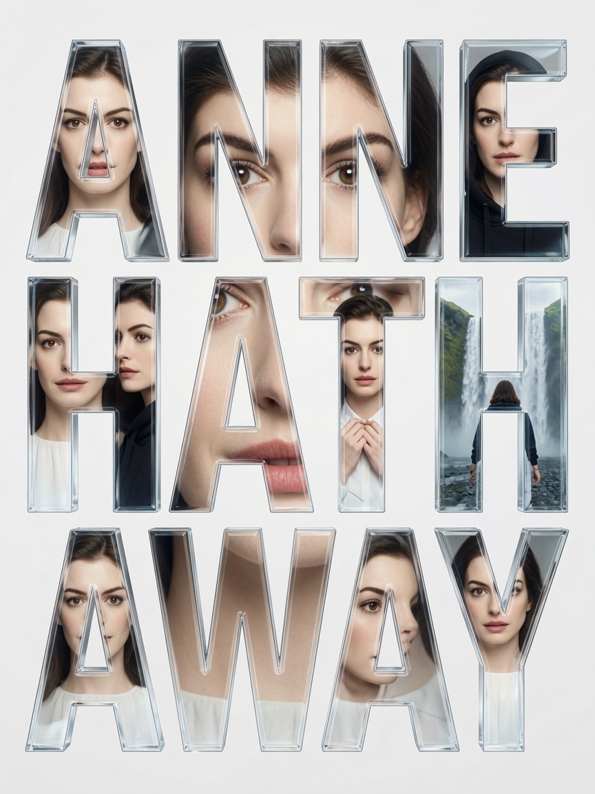 Best ChatGPT Photo Editing Prompts 2026 Anne Hathaway crystal glass typographic poster layout