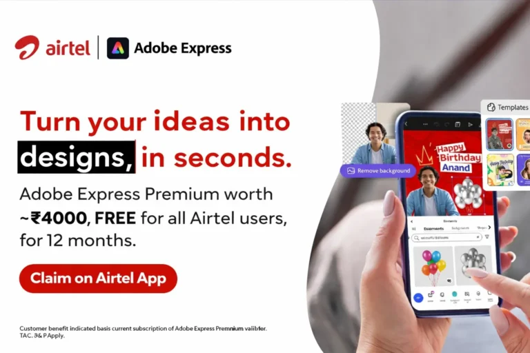 Free Adobe Express Premium for Airtel customers