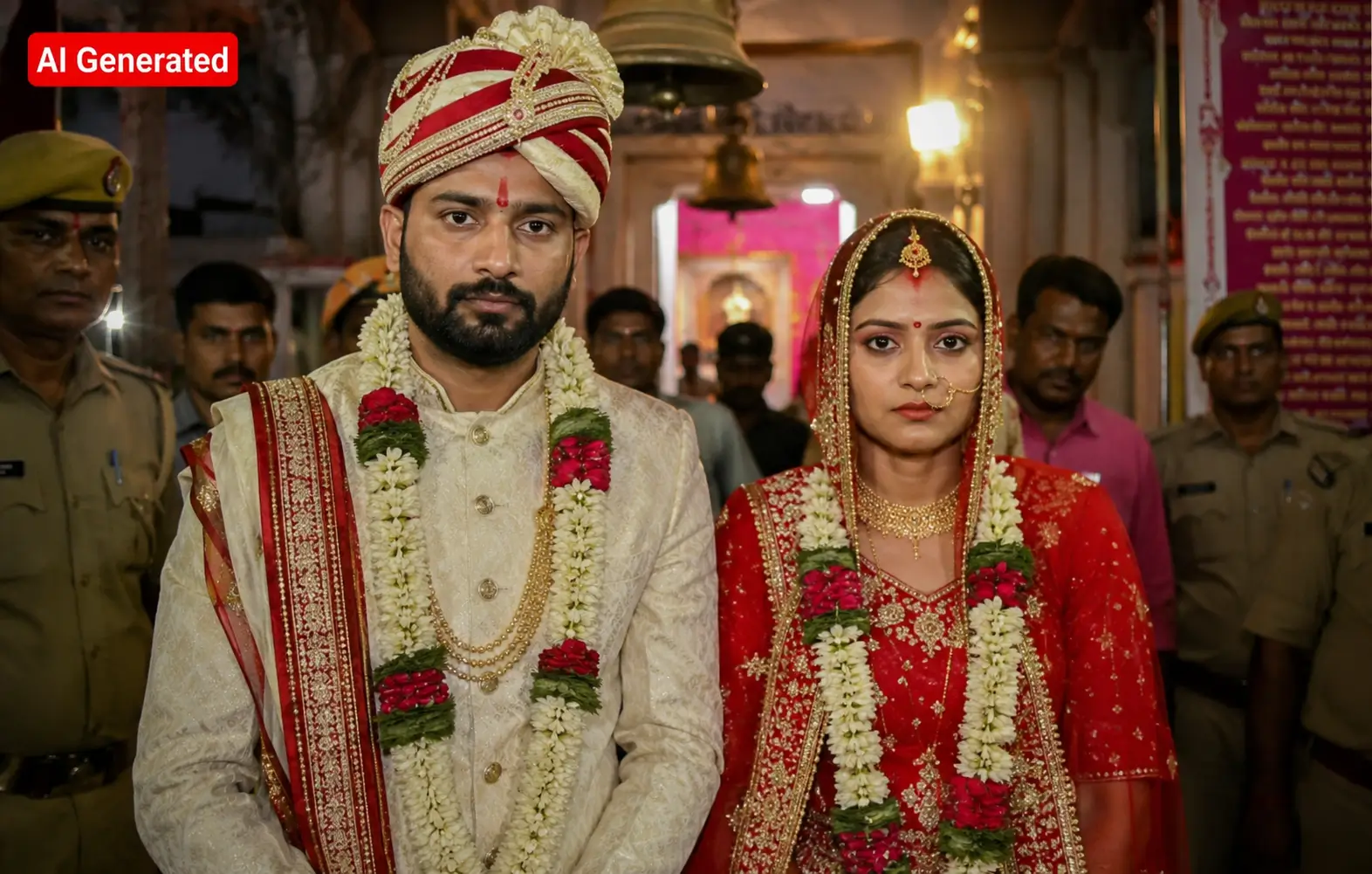 Fatehpur gang rape survivor and her groom during their marriage ceremony at Siddhpeeth Tambeshwar Temple following the UP Fatehpur rape news incident.
