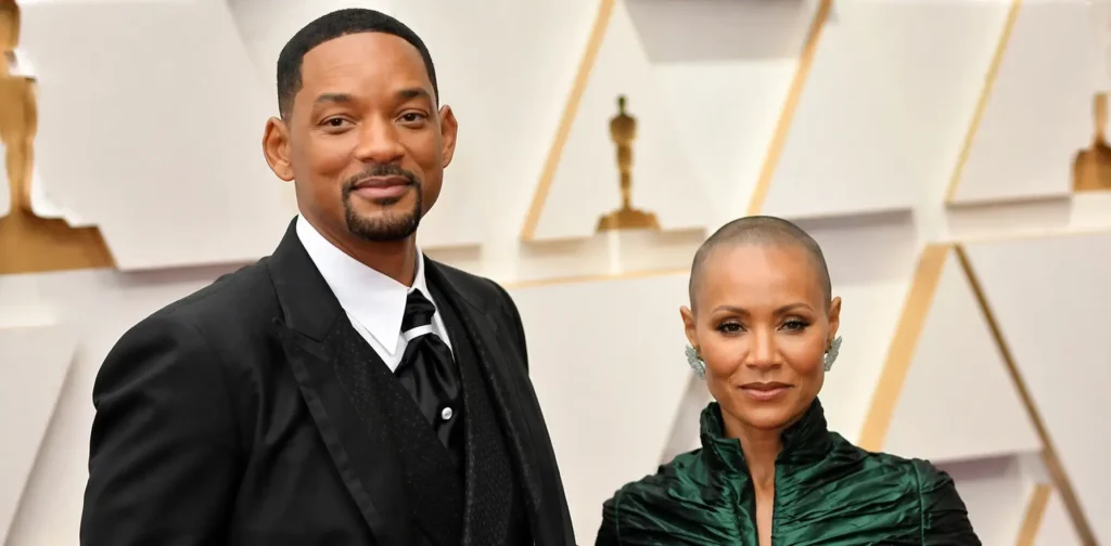 Jada Pinkett Smith and Will Smith at the 2022 Oscars red carpet.