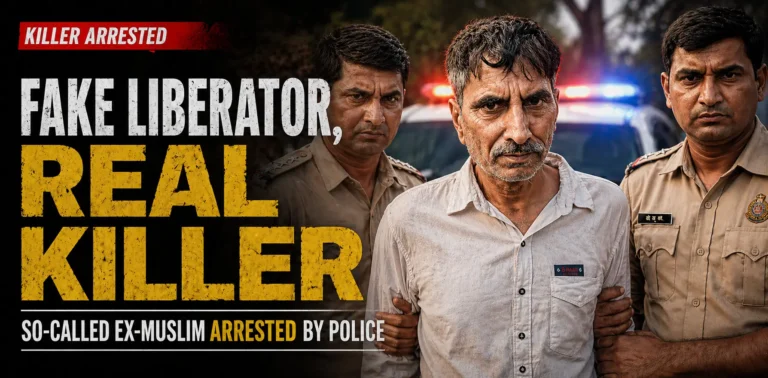 magazine cover titled 'Fake Liberator, Real Killer' featuring Salim Vastik in Delhi Police custody after being identified as a 25-year murder fugitive