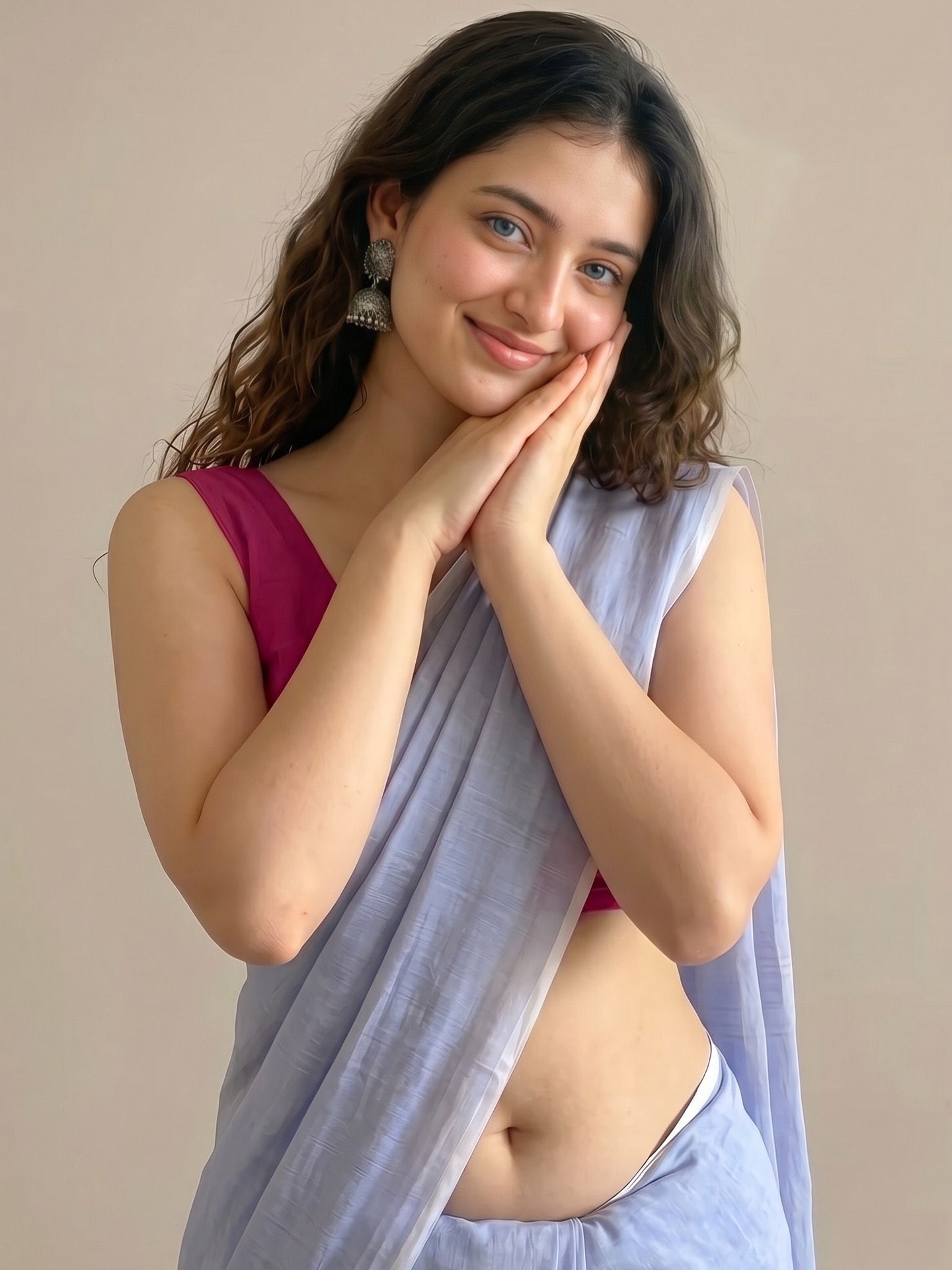 Transformed Indian woman portrait wearing georgette saree edited with ChatGPT