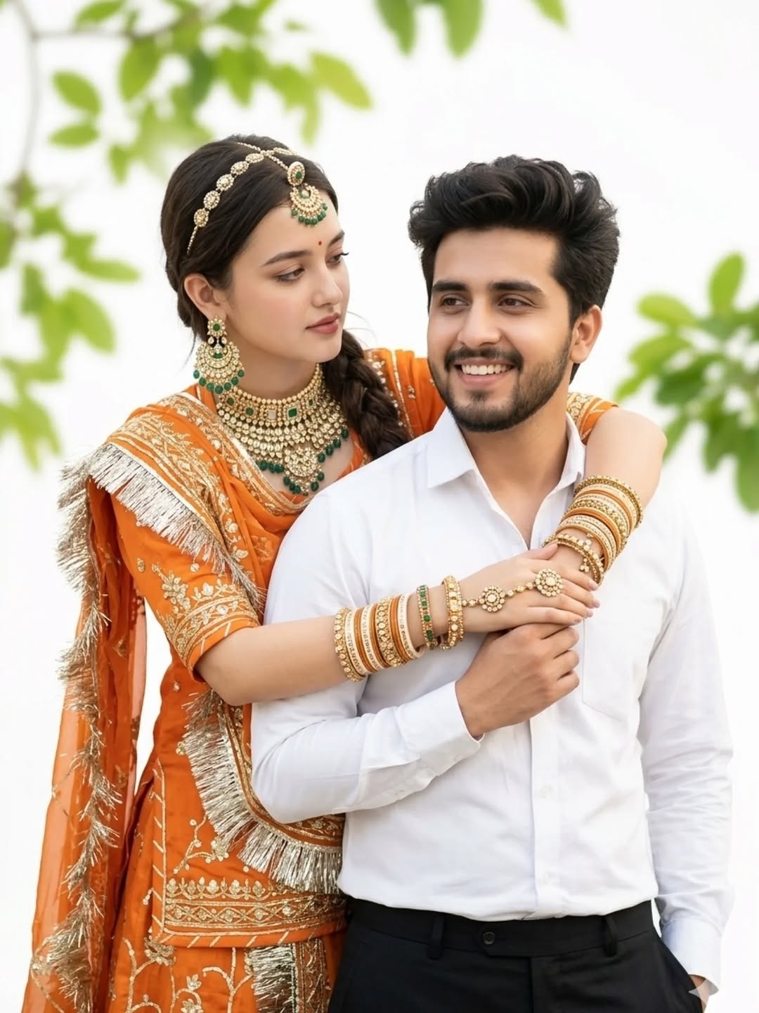 Stop Paying Editors: These ChatGPT Prompts Edit Your Photos for Free Traditional Indian couple wedding scene portrait