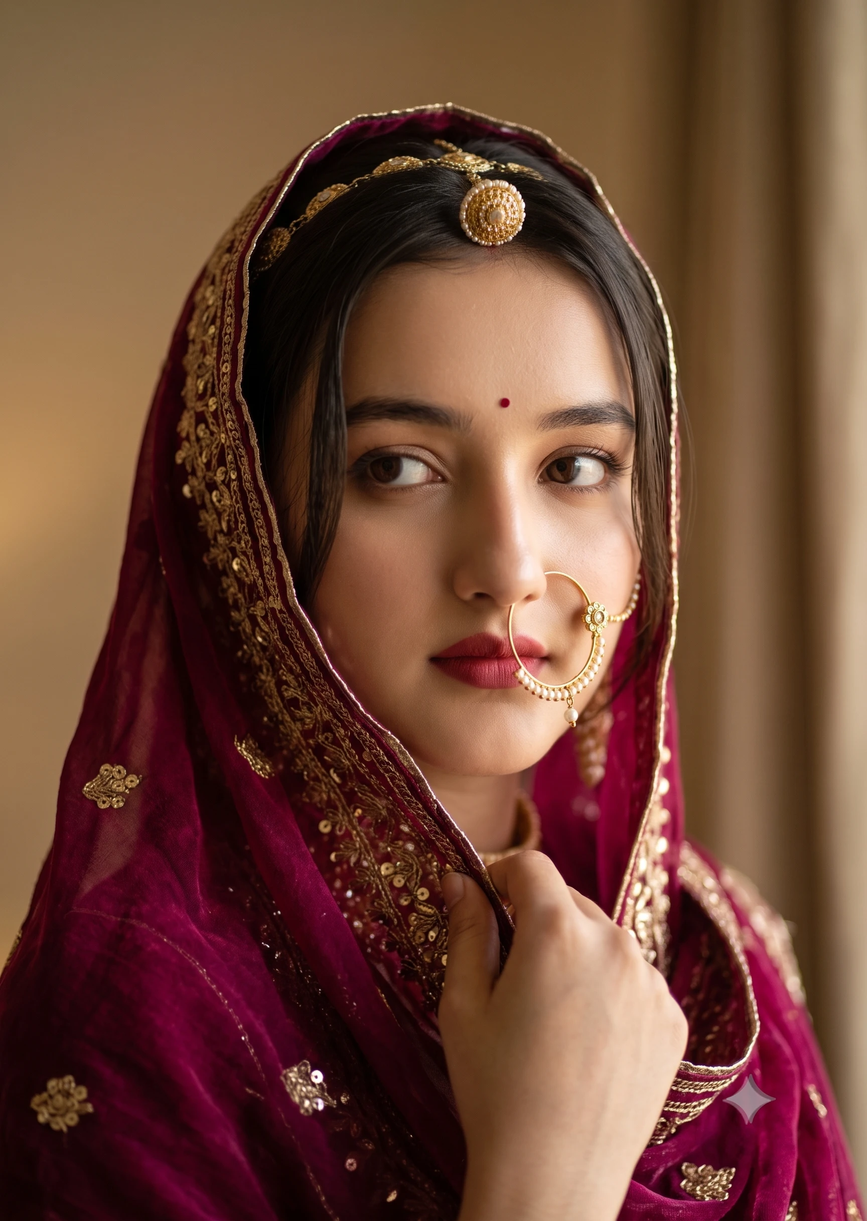 Standard reference face featuring almond eyes, neutral pose, and base lighting properties used for identity locked generation.