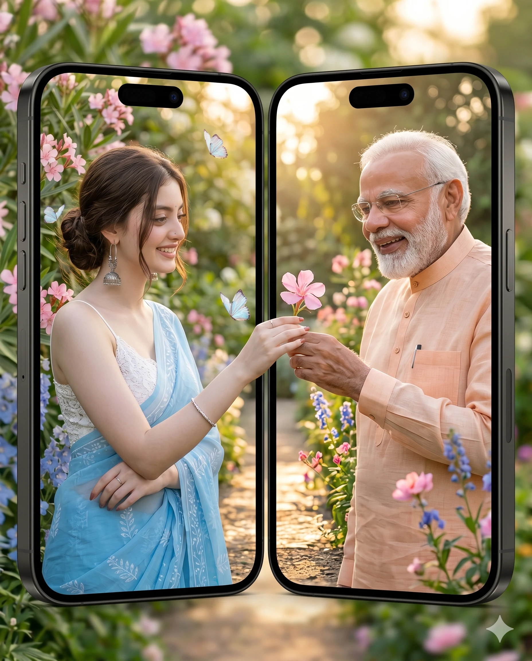 Merging Golden Hour iPhone Wallpaper Prompt - Romantic Couple AI Art
