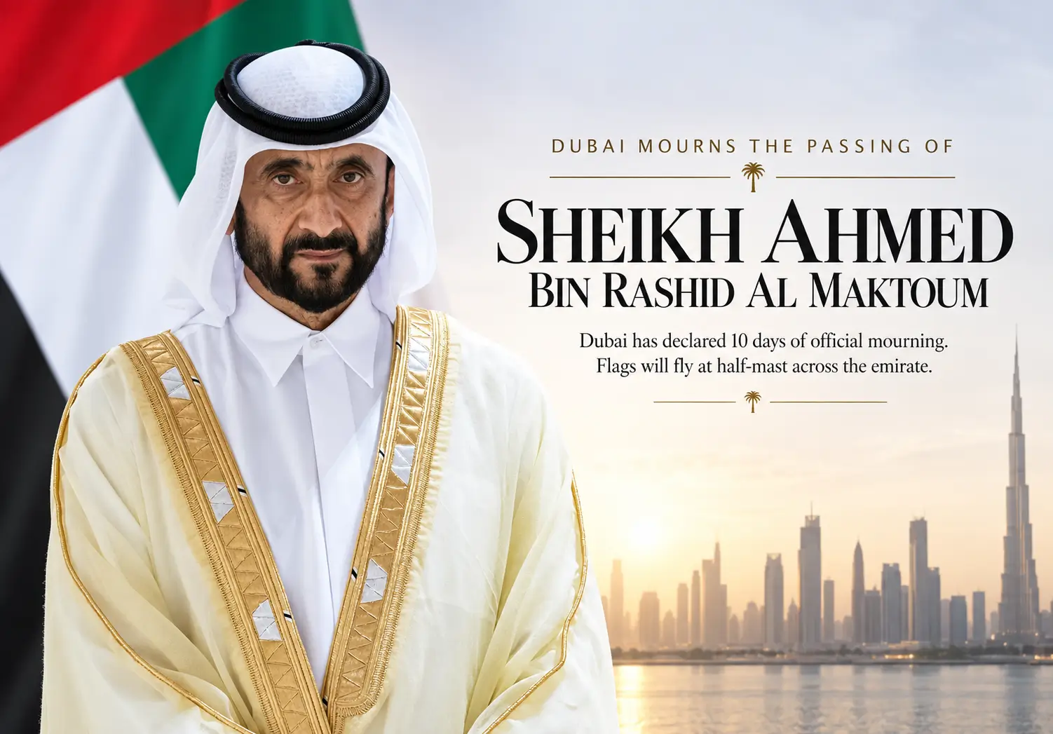 Sheikh Ahmed bin Rashid Al Maktoum during Dubai's 10-day official mourning period