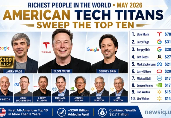 Richest people in the world May 2026 list showing Elon Musk, Larry Page, Sergey Brin and other top billionaires with their net worth